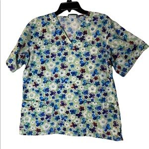 UA Scrubs Blue / Green Size Medium Womens Scrub Top